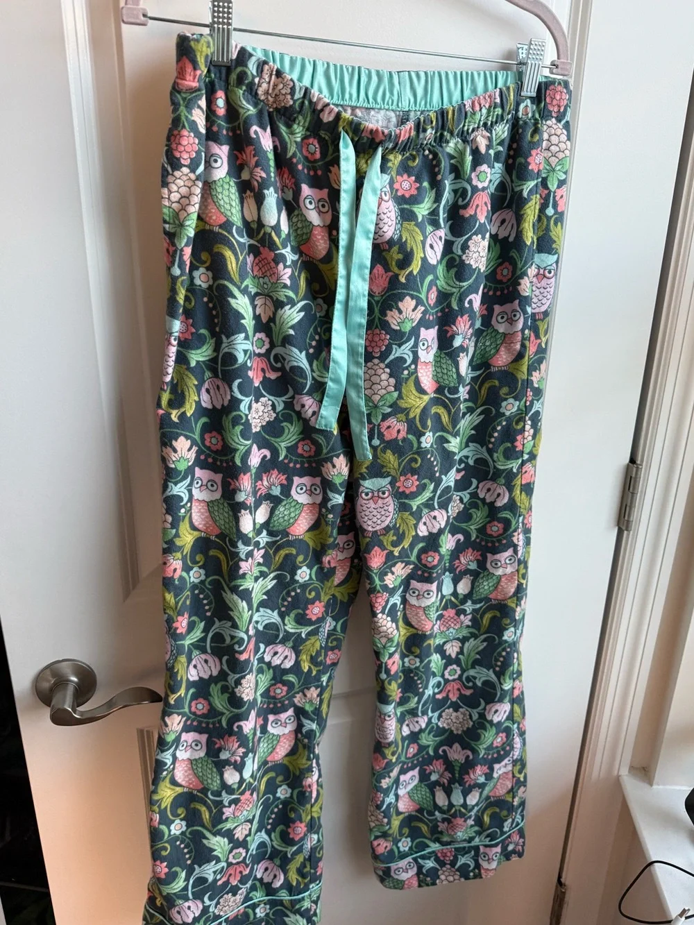 Nick & Nora Flannel Owl Pajama Set Soft Cottagecore Loungewear Nature Medium